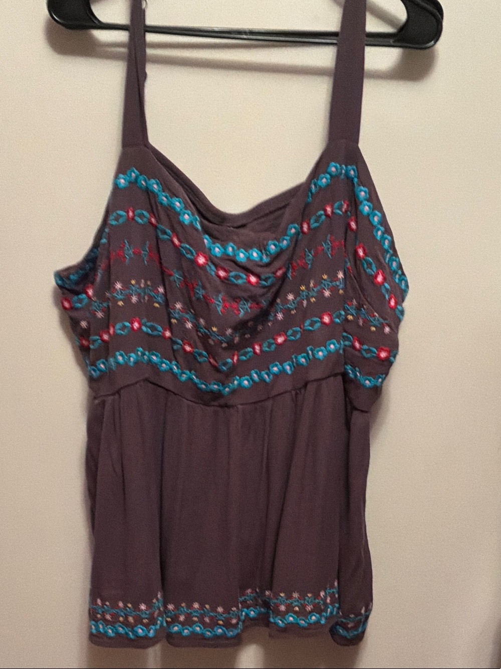 torrid Purple Embroidered Camisole with Turquoise and Red Accents